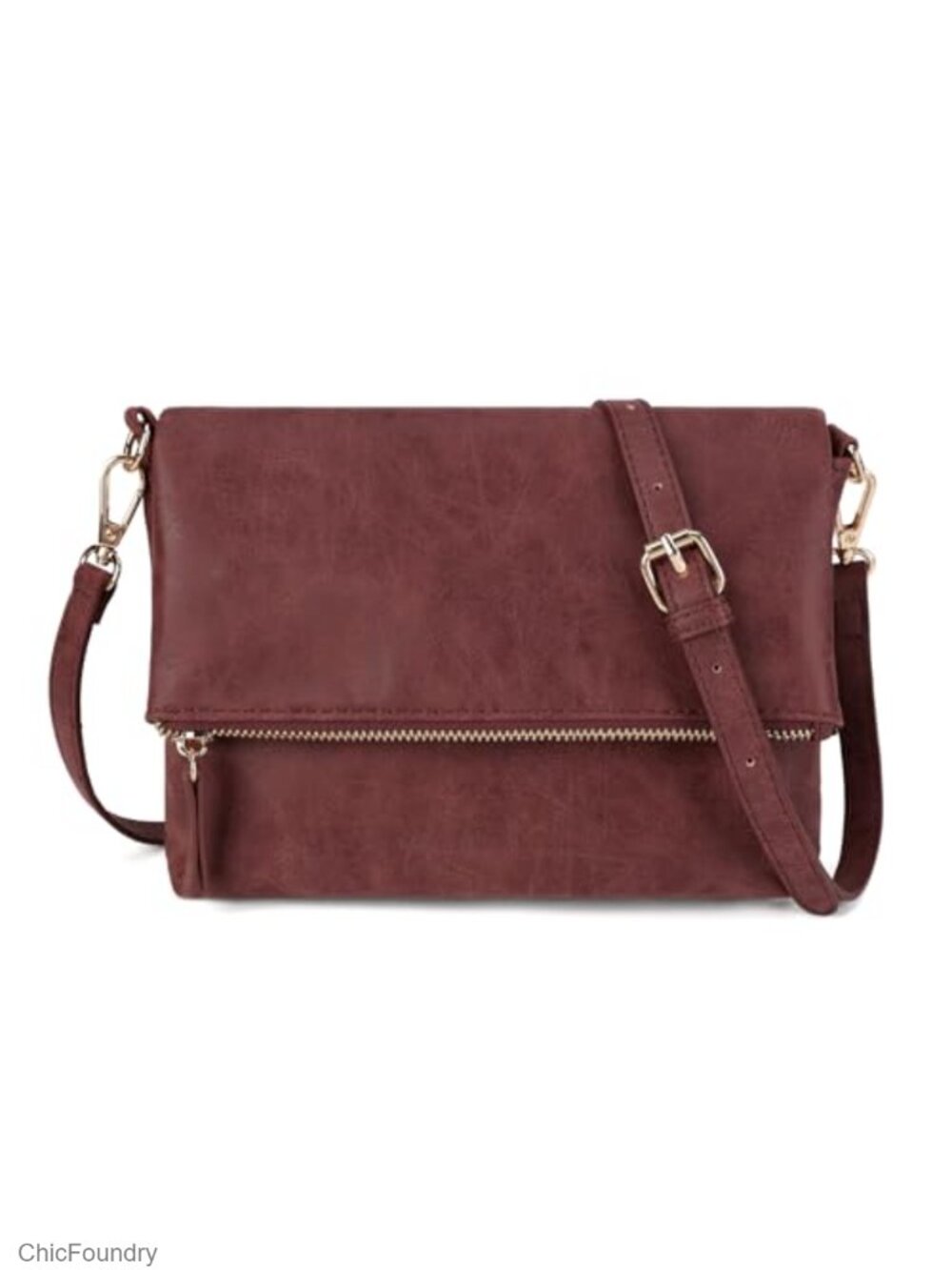 Small Crossbody Purse Vegan Faux Leather Adjustable Strap Zipper
